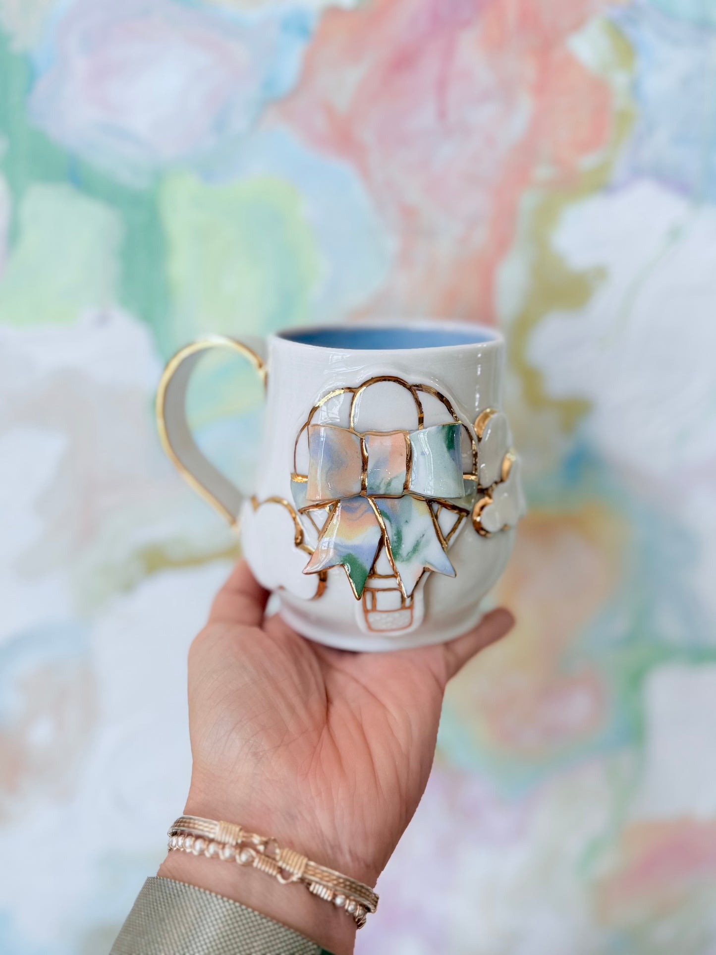 Up & Away Hot Air Balloon III Mug with 22k Gold Luster