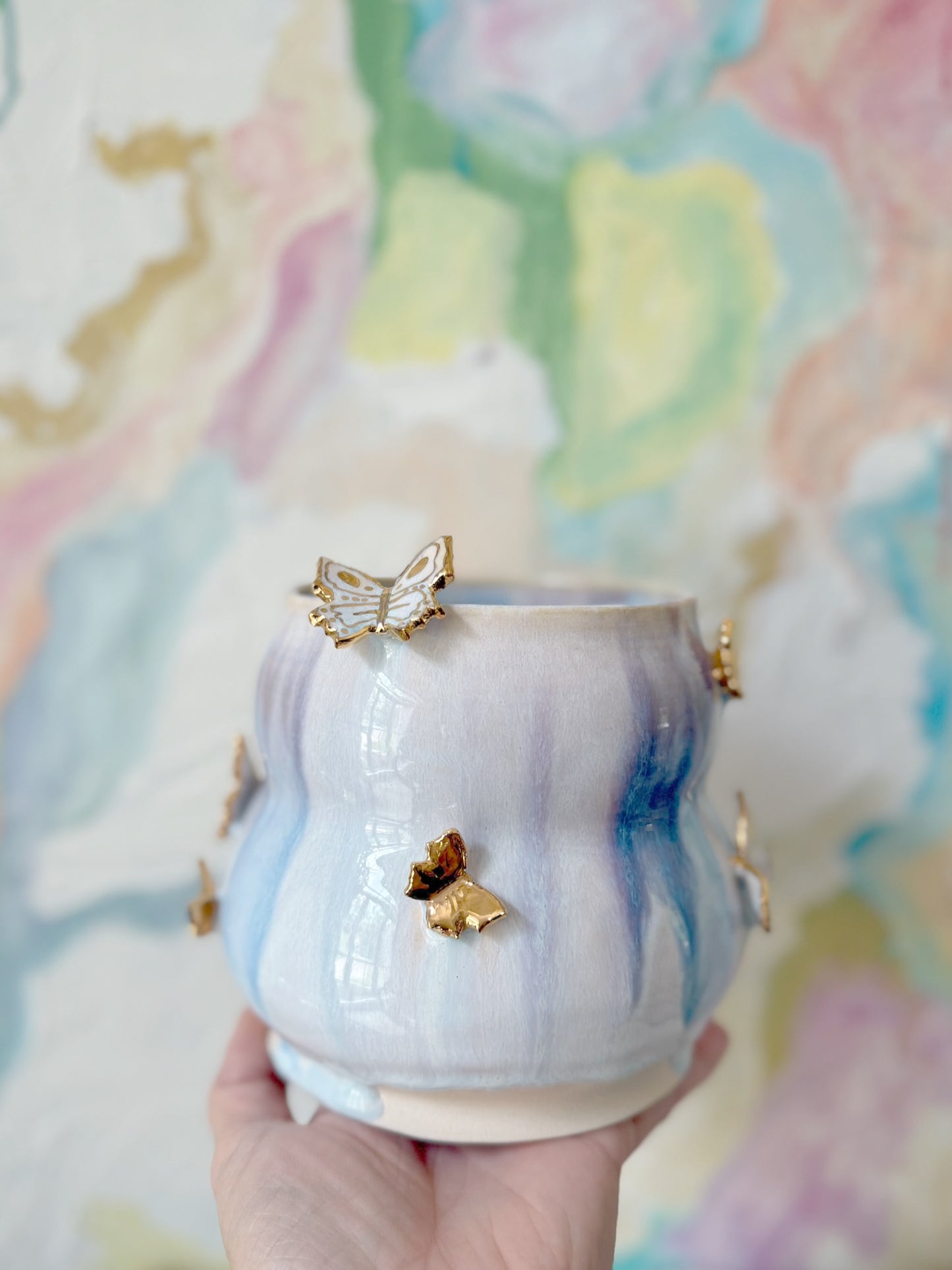 Daydream Butterfly Vase with 22K Gold Luster