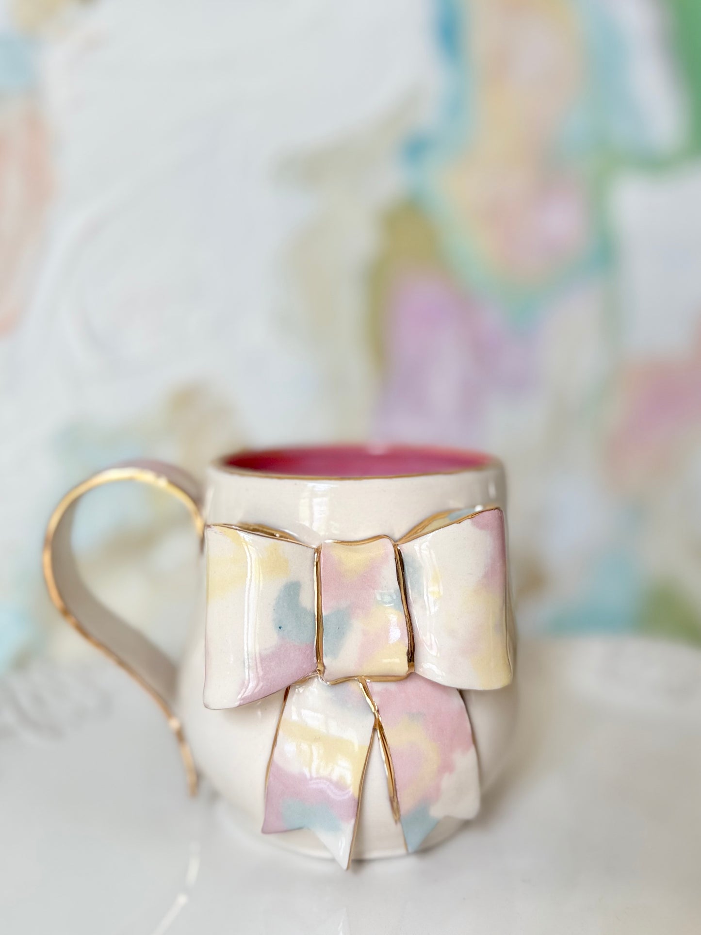 Candied Toast Marbled Bow Mug with Gold Luster