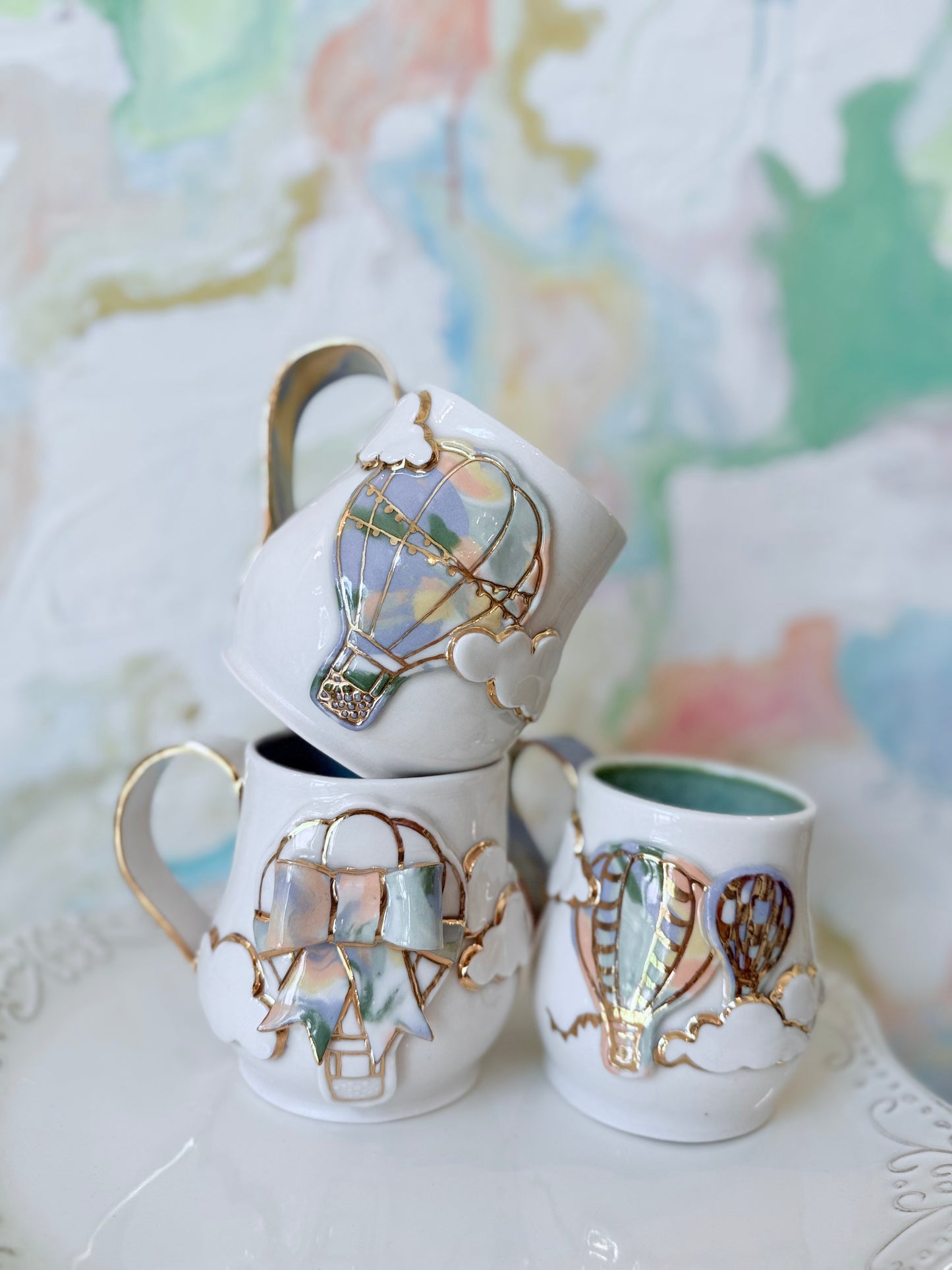 Up & Away Hot Air Balloon I Mug with 22k Gold Luster