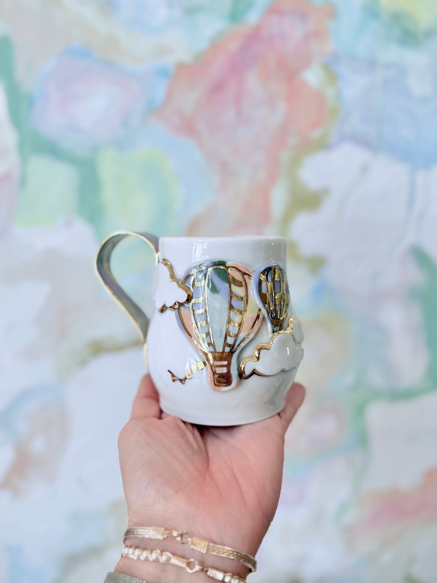Up & Away Hot Air Balloon I Mug with 22k Gold Luster