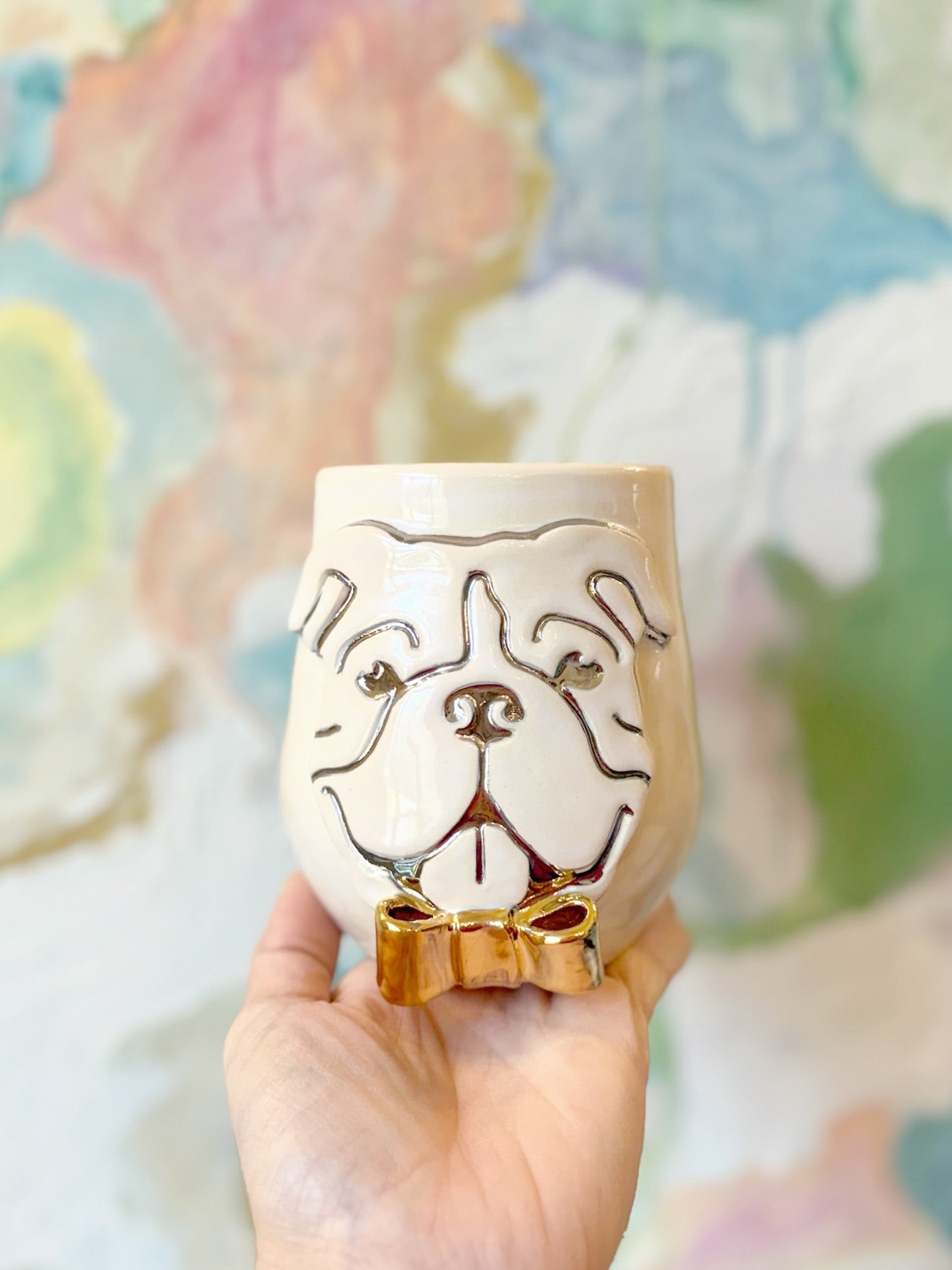 Bully tumbler with Gold Bow Tie