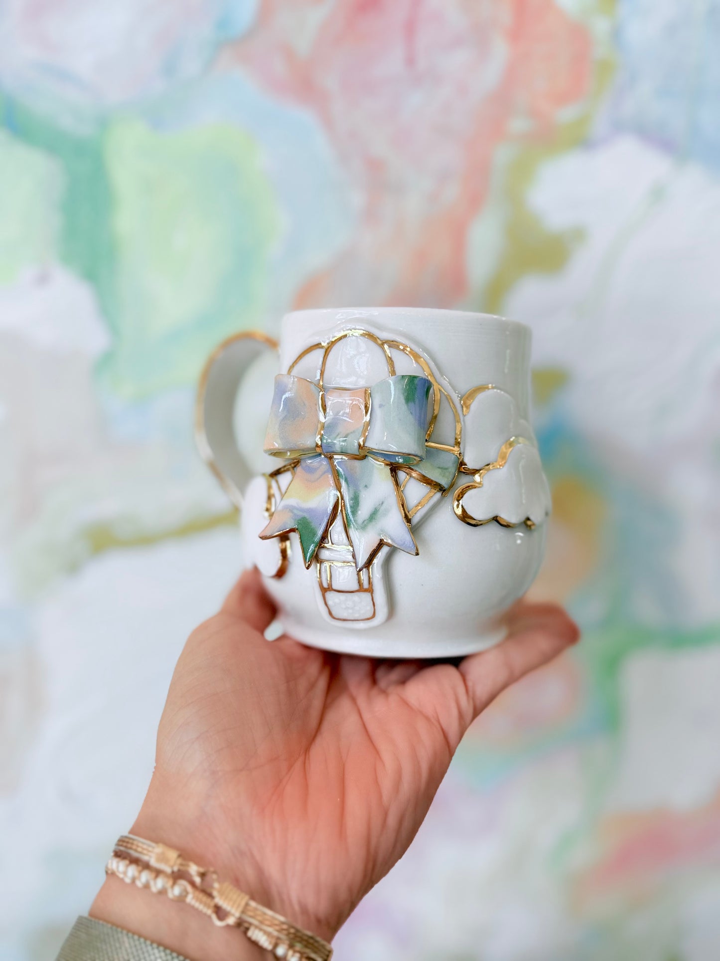 Up & Away Hot Air Balloon III Mug with 22k Gold Luster