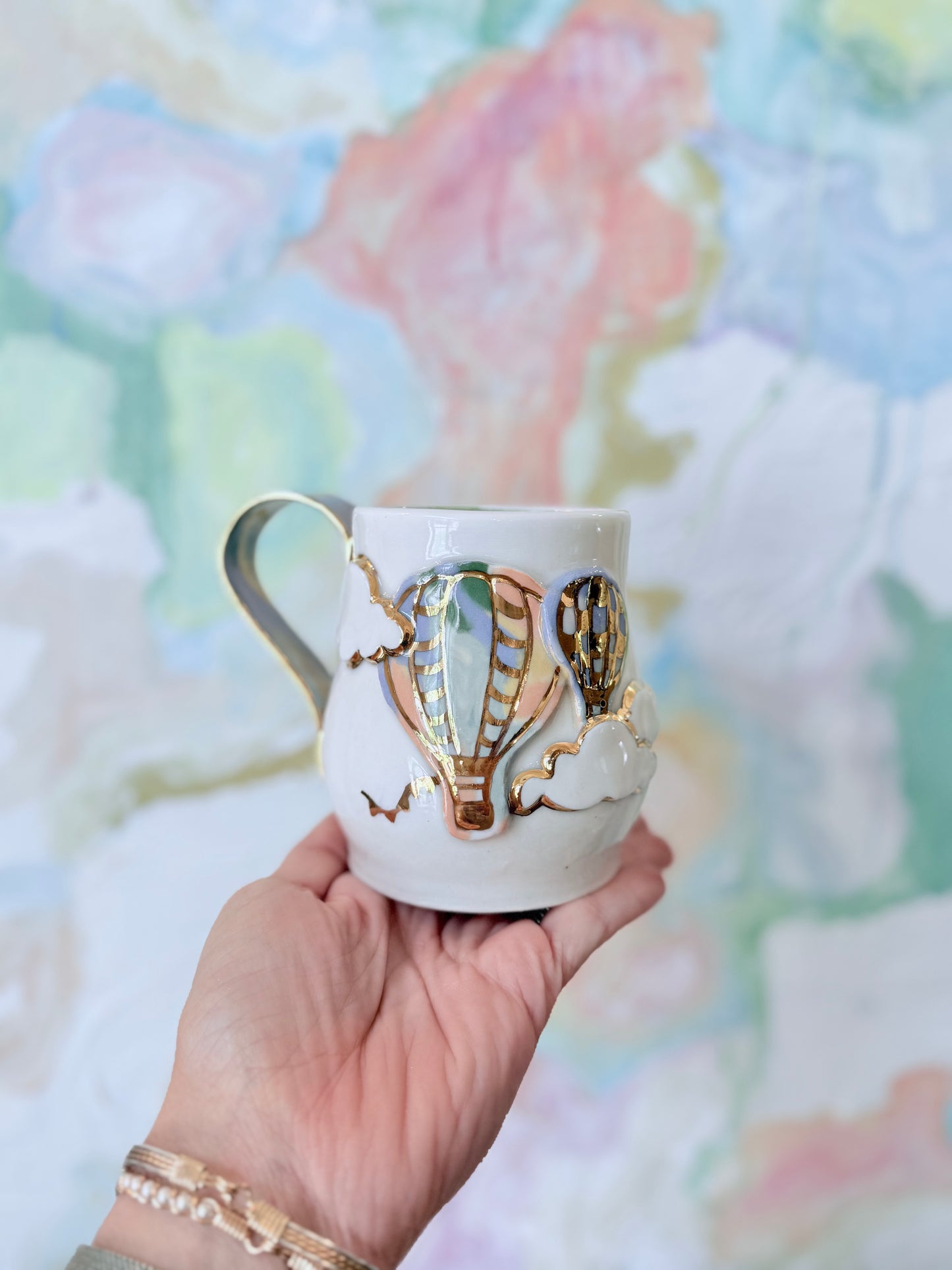 Up & Away Hot Air Balloon I Mug with 22k Gold Luster