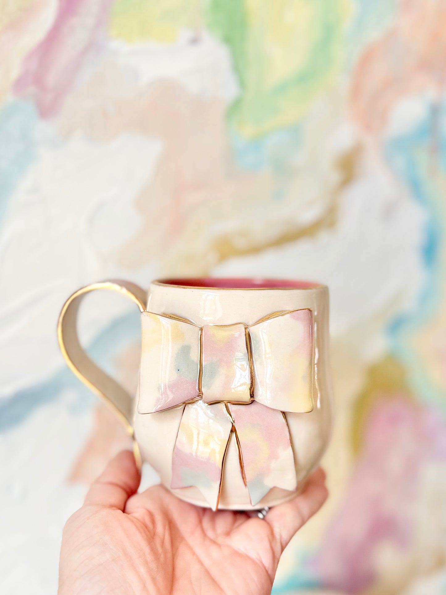 Candied Toast Marbled Bow Mug with Gold Luster