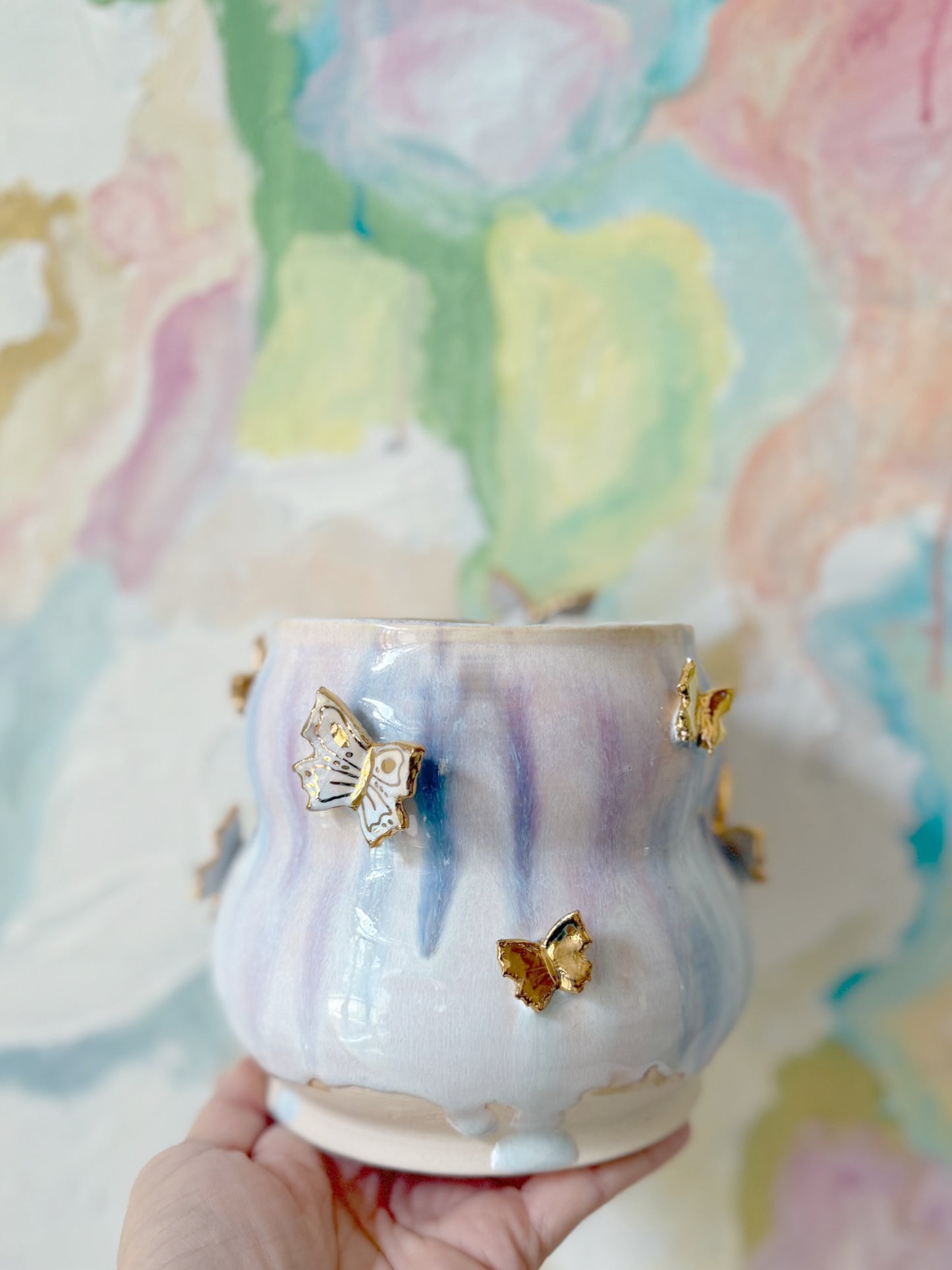 Daydream Butterfly Vase with 22K Gold Luster