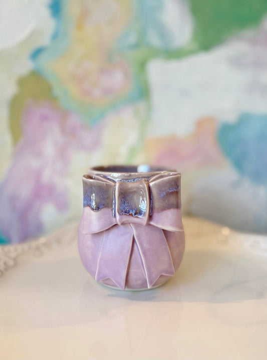 Lilac Bow Tumbler with Drippy Glaze