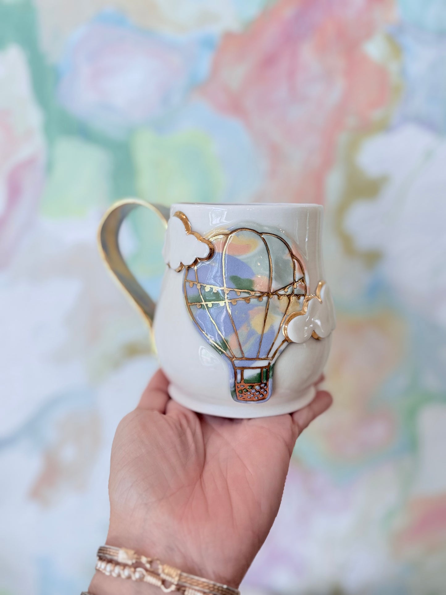 Up & Away Hot Air Balloon II Mug with 22k Gold Luster