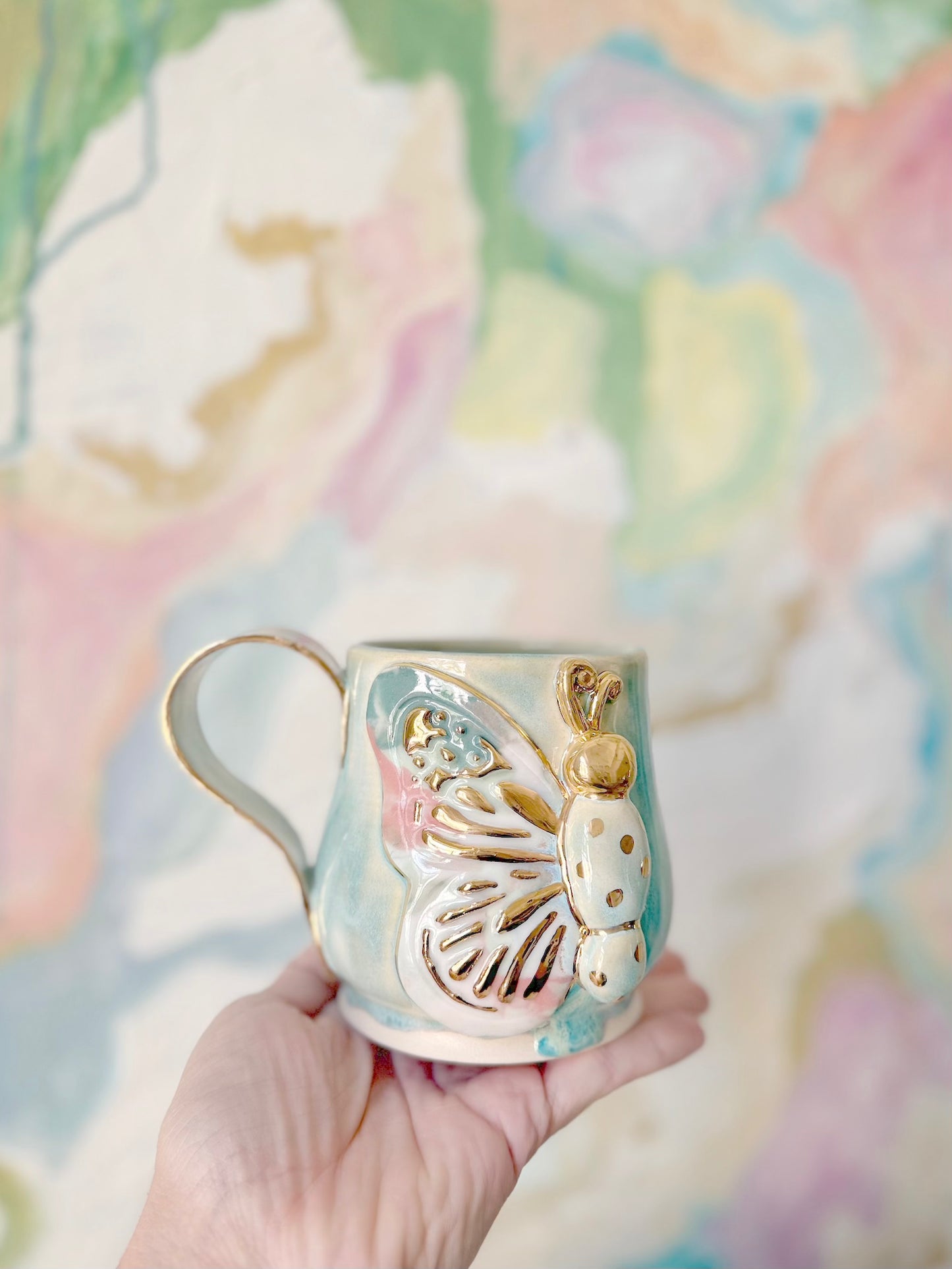 Melonaid Flutter Butterfly Mug with Gold Luster