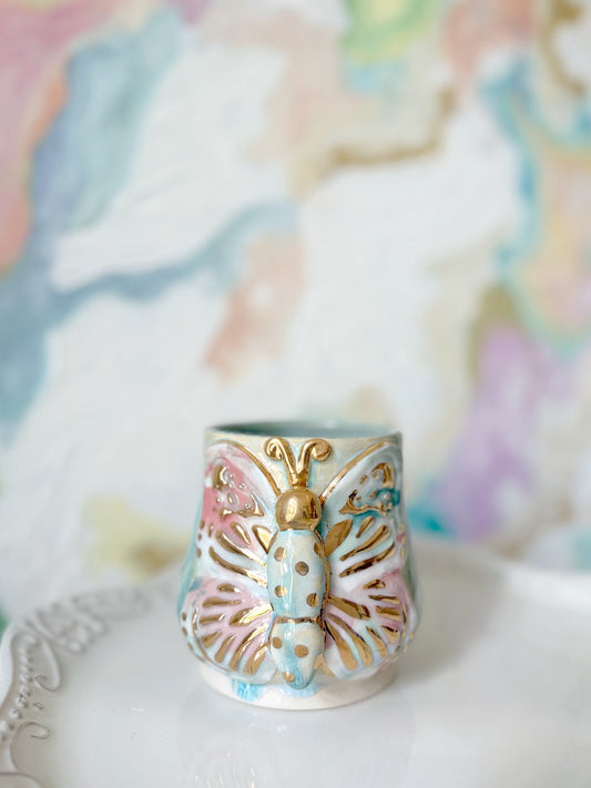 Melonaid Butterfly Tumbler with Gold Luster