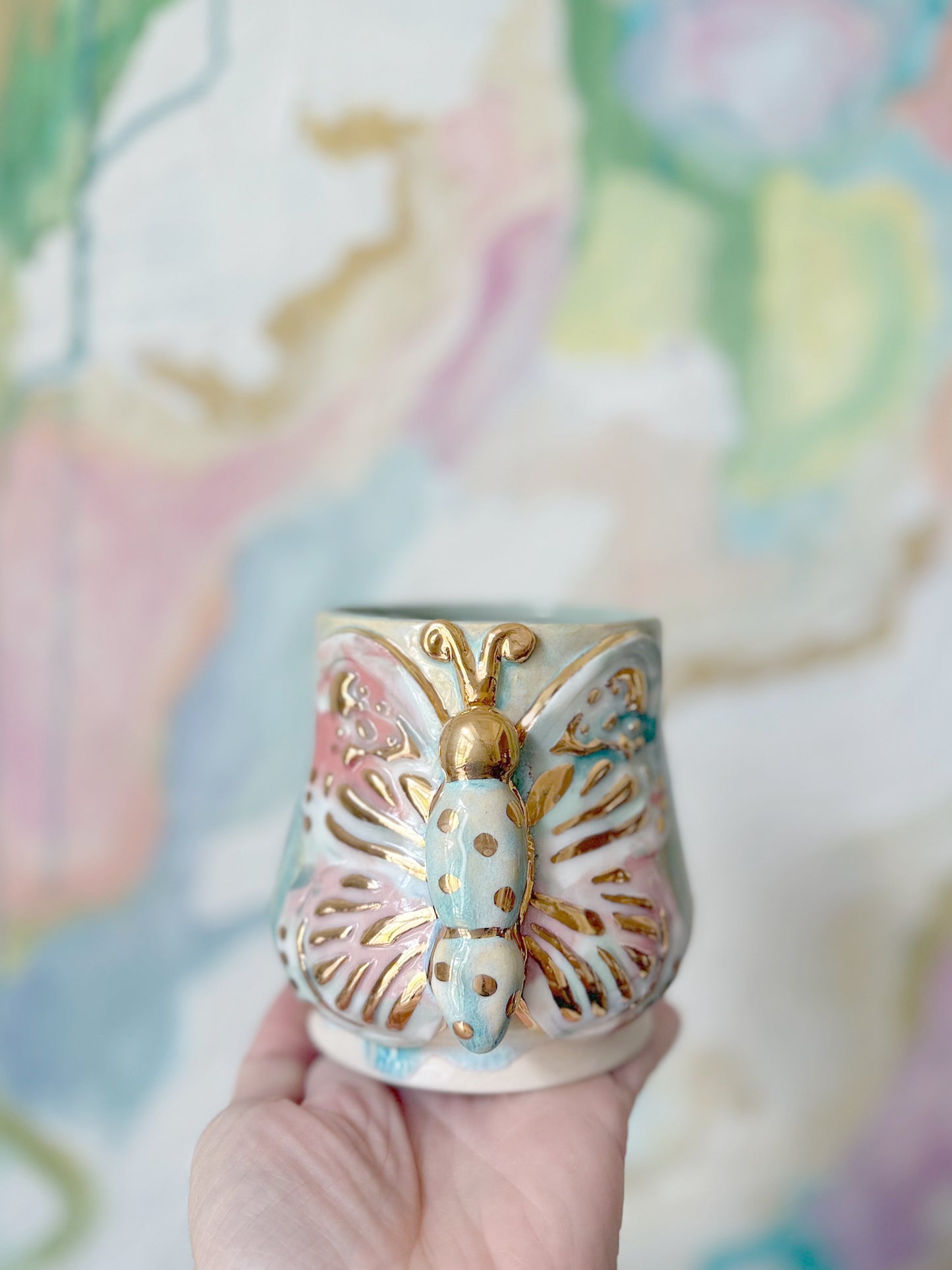 Melonaid Butterfly Tumbler with Gold Luster