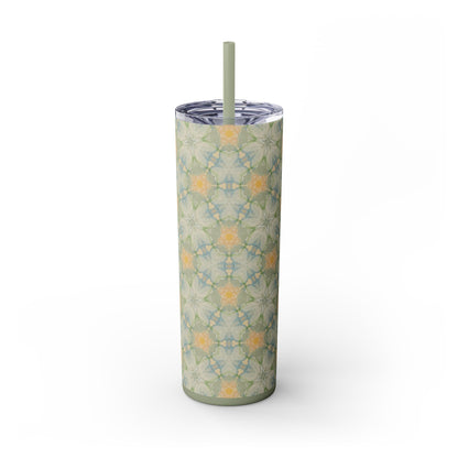 Aubergine Rd-Skinny Tumbler Green Floral