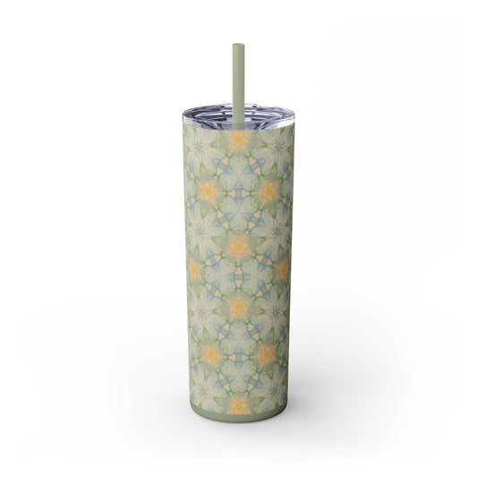 Aubergine Rd-Skinny Tumbler Green Floral