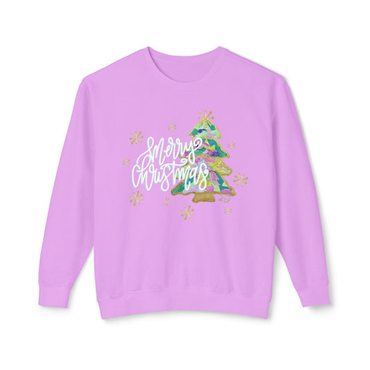 Painted Colorful Merry Christmas Tree Sweatshirt-Liz Cockrell Original Artwork