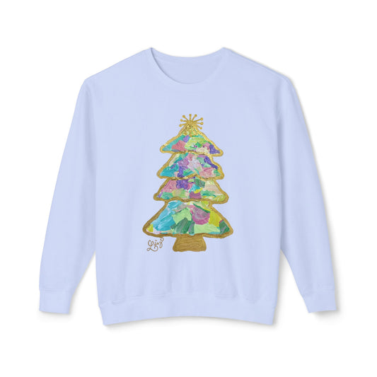 Painted Colorful Christmas Tree Sweatshirt-Liz Cockrell Original Artwork