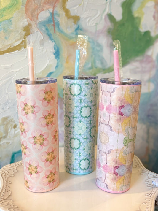 Assorted Skinny Tumblers with Straw