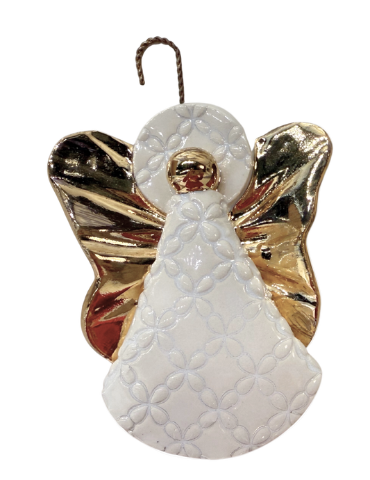 Decorative angel ornament with gold wings 