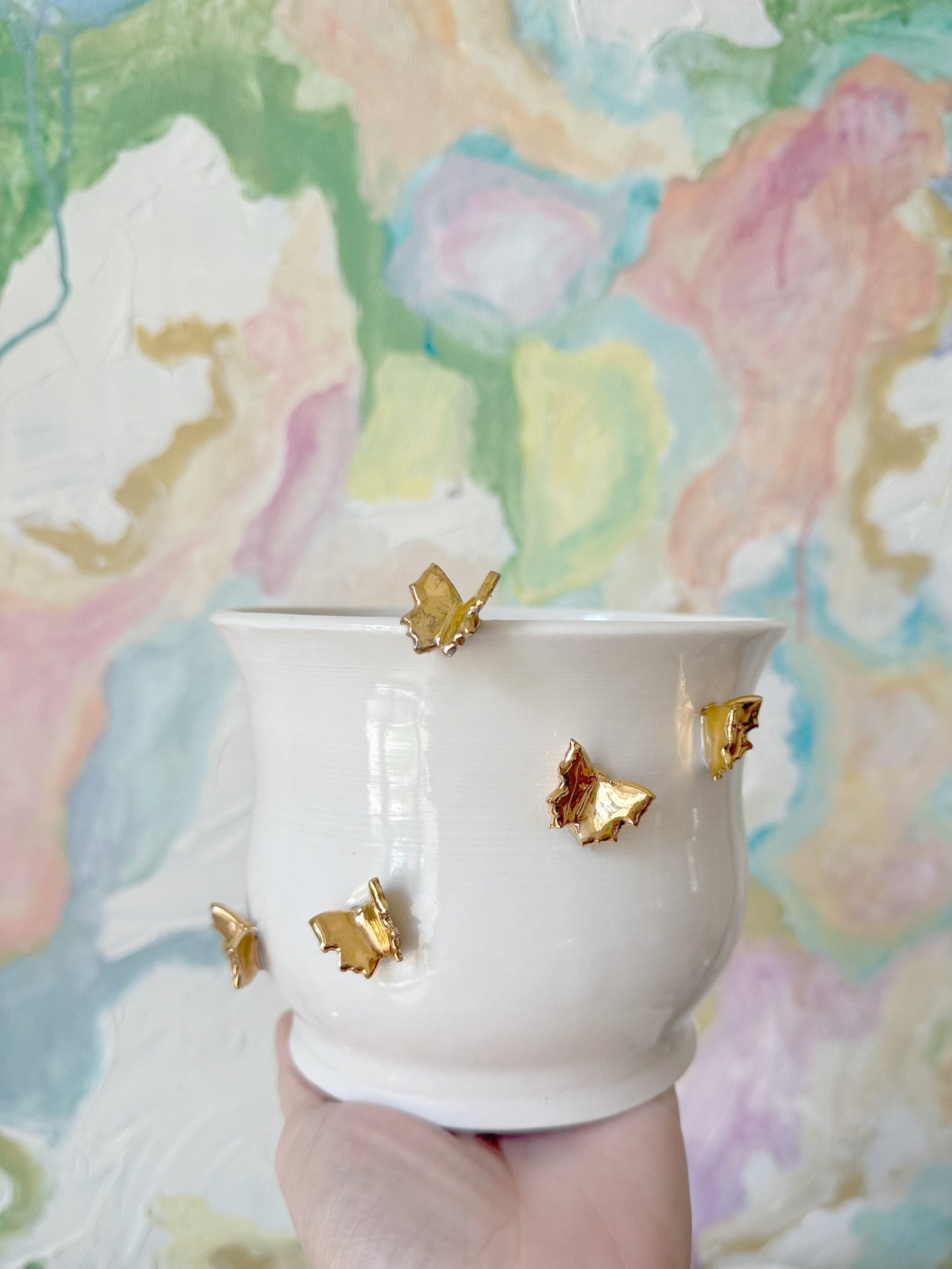 Butterfly vase with 22K Gold Luster