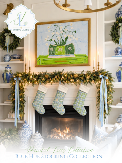 Painted Trees Blue Hue Diamond-Christmas Stocking by Liz Cockrell