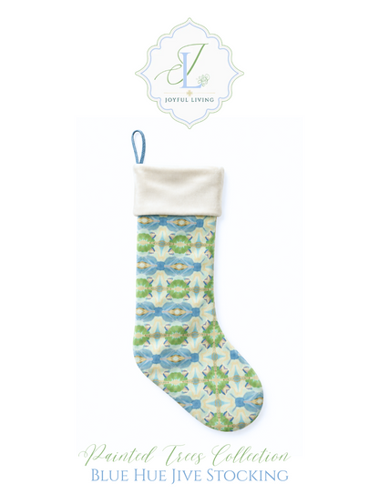 Painted Trees Blue Hue Jive-Christmas Stocking by Liz Cockrell