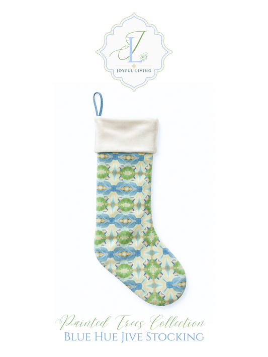 Painted Trees Blue Hue Jive-Christmas Stocking by Liz Cockrell
