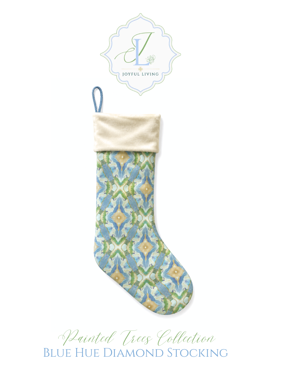 Painted Trees Blue Hue Diamond-Christmas Stocking by Liz Cockrell