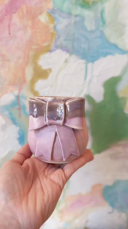 Lilac Bow Tumbler with Drippy Glaze