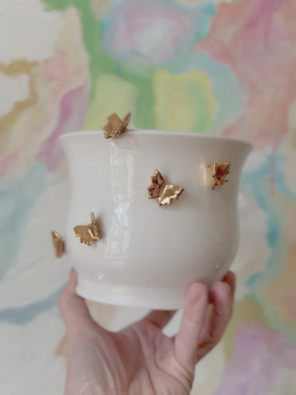 Butterfly vase with 22K Gold Luster